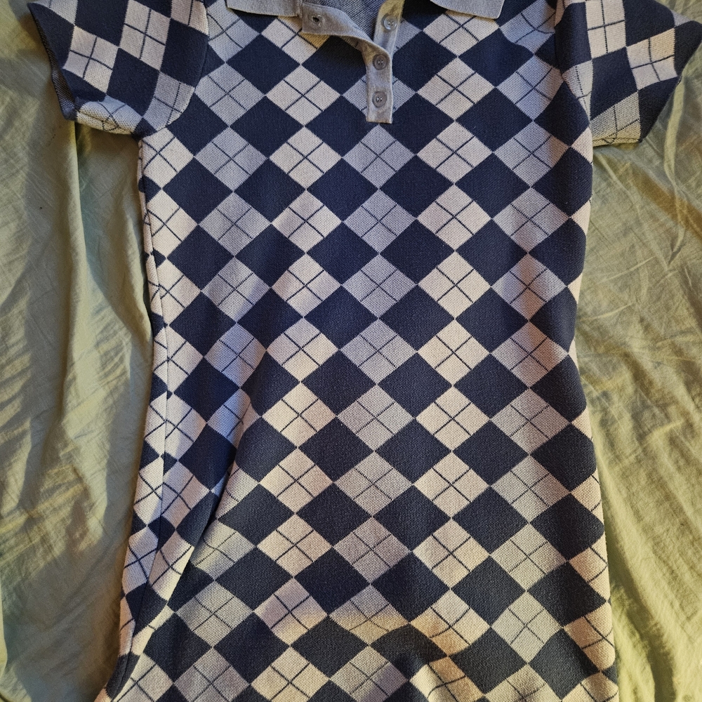 Kendall & Kylie Blue Argyle Polo Top